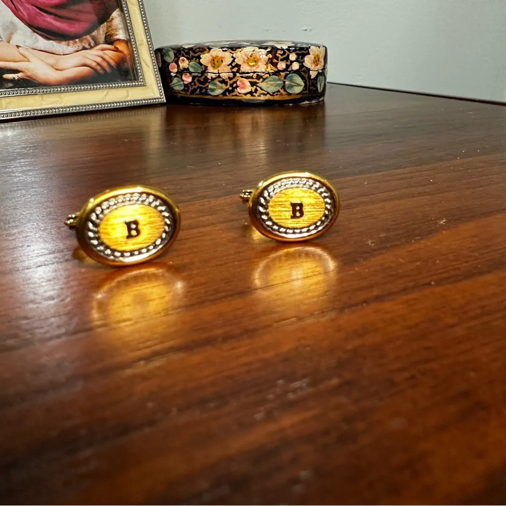 Vintage Bally Gold-Plated Logo Cufflinks – Made in Germany
